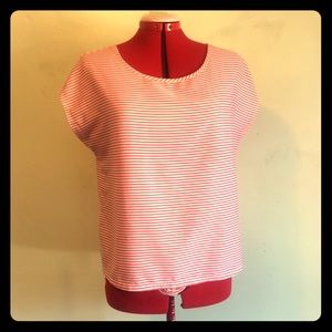 Aerie | Pink/White Striped Cap Sleeve Top Small Petite